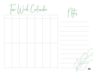 2 Week Calendars - 151 FREE Calendars | Printabulls