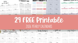 2026 Yearly Calendars - 29 Free Printables | Printabulls