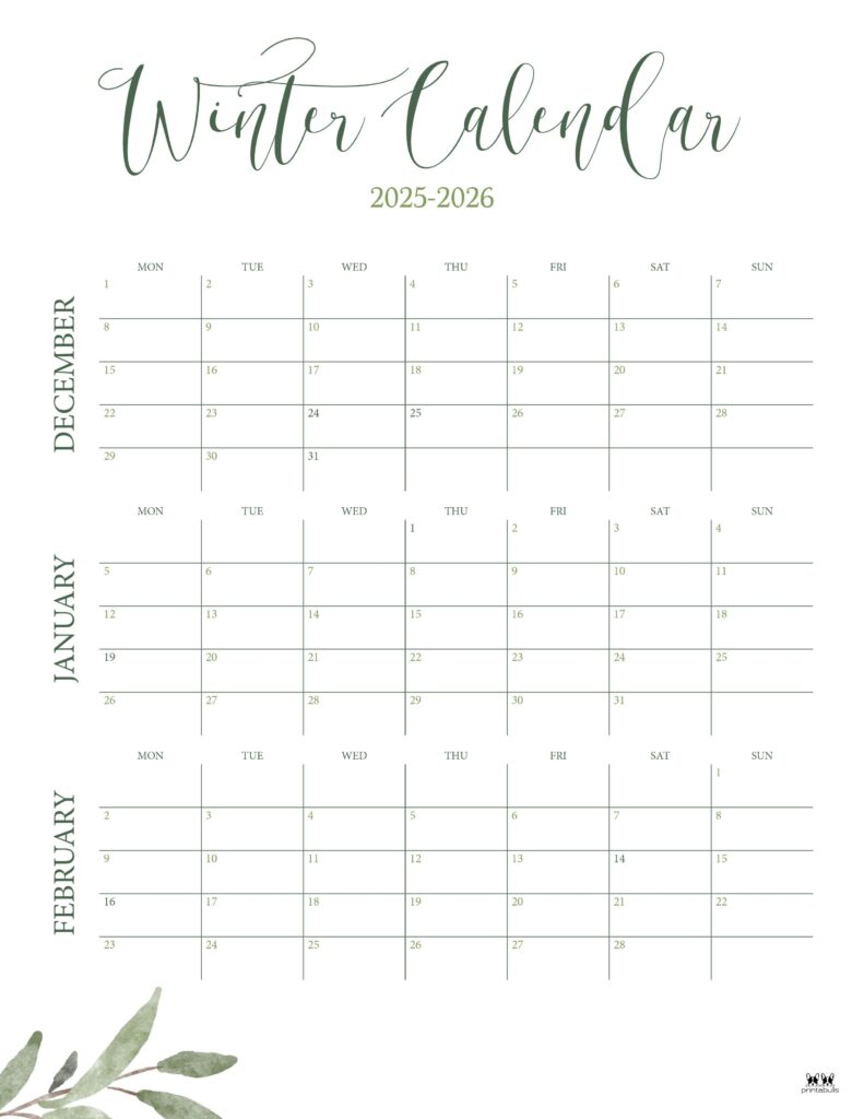 2025-2026 Winter Calendars - 14 FREE Cals 24 Printable-2025-2026-Winter-Calendar-2-MS