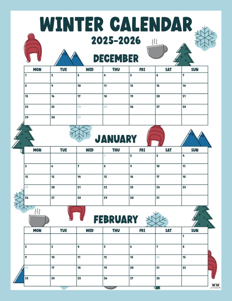 2025-2026 Winter Calendars - 14 FREE Cals 28 Printable-2025-2026-Winter-Calendar-6-MS