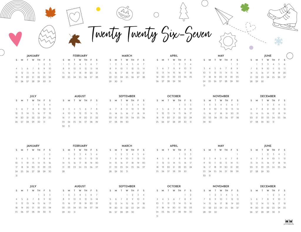 2026-2027 Two Year Calendars - 10 FREE Cals 13 Printable-2026-2027-Two-Year-Calendar-Landscape-Style-1