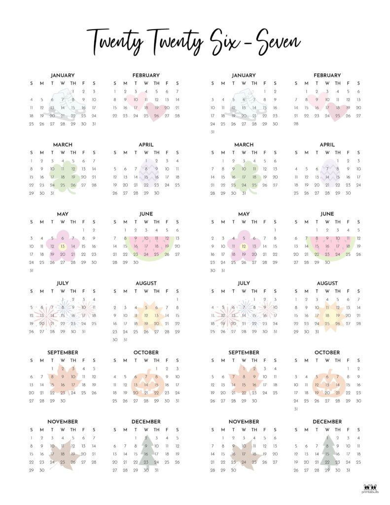 2026-2027 Two Year Calendars - 10 FREE Cals 18 Printable-2026-2027-Two-Year-Calendar-Portrait-Style-4