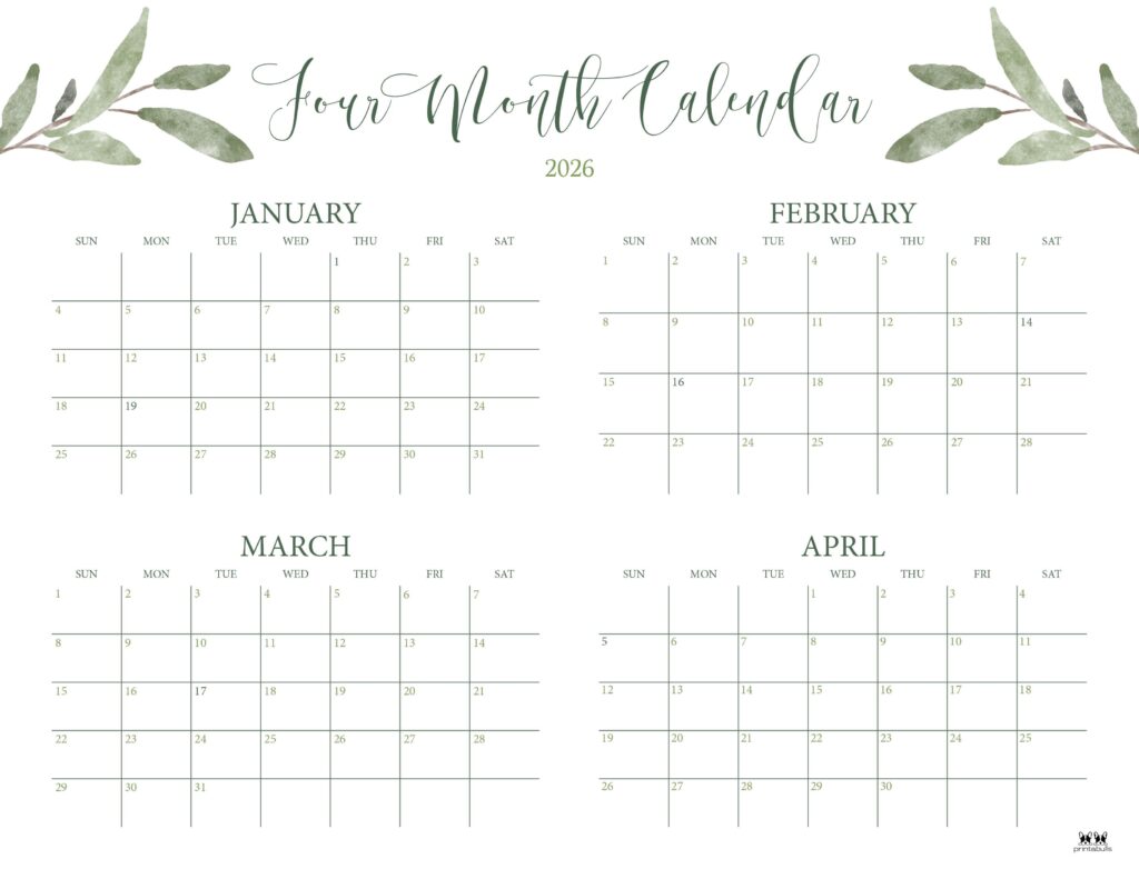 Printable-2026-Four-Month-Calendar-2