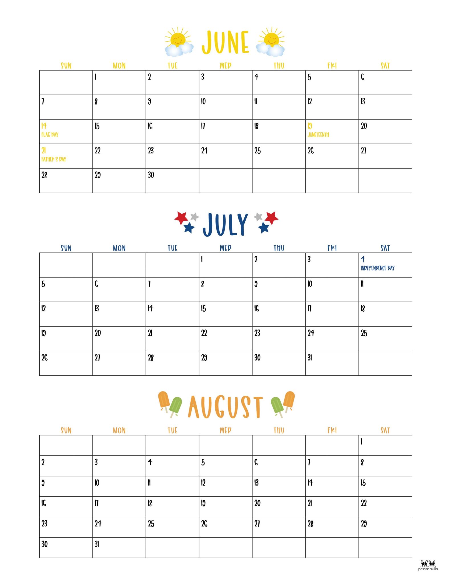 2026 Summer Calendars - 31 FREE Printables | Printabulls