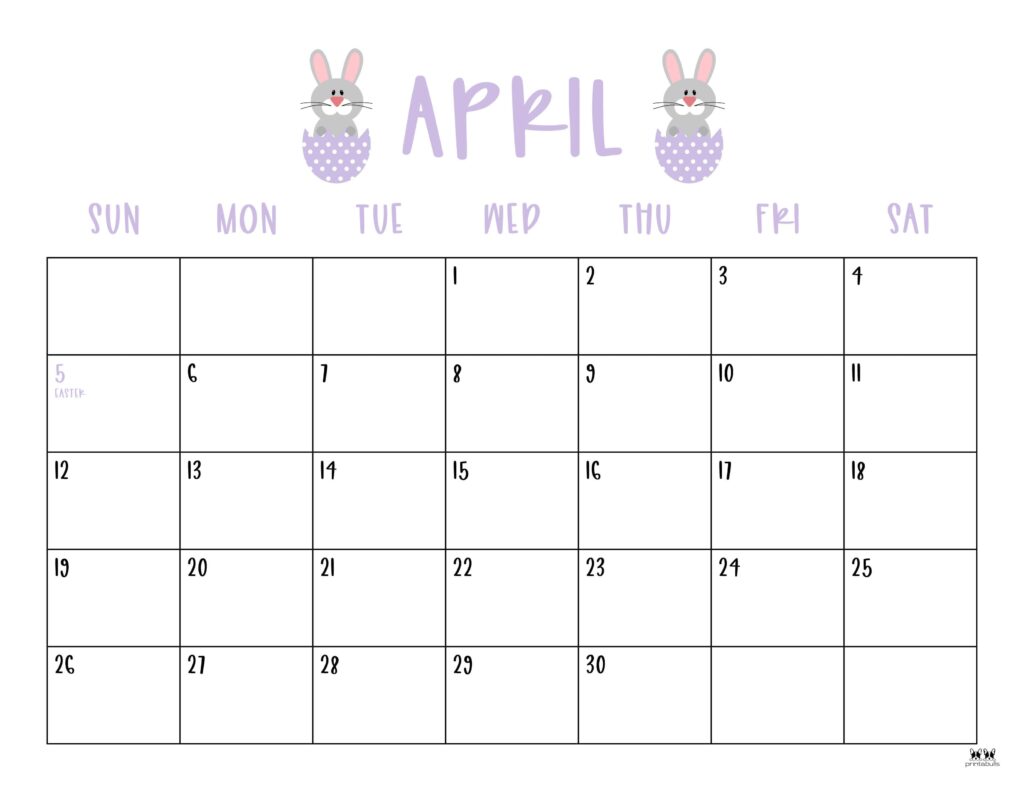 April 2026 Calendars - 123 FREE Printables 147 Printable-April-2026-Calendar-Style-10