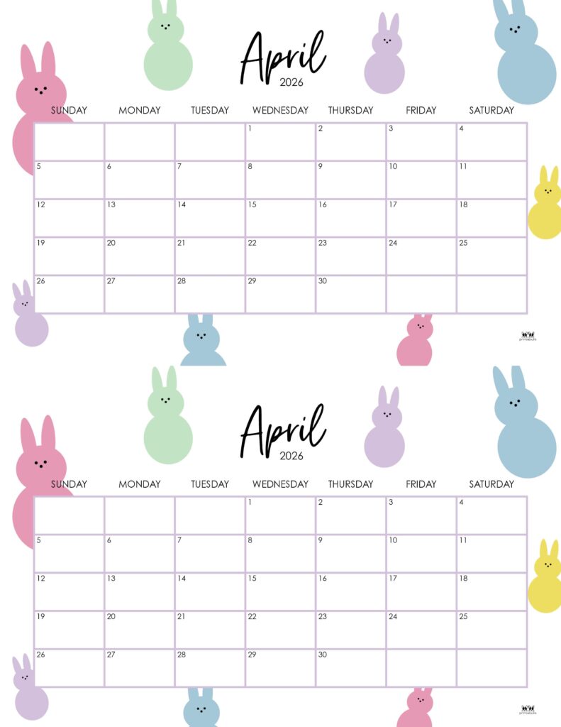 April 2026 Calendars - 123 FREE Printables 231 Printable-April-2026-Calendar-Style-100