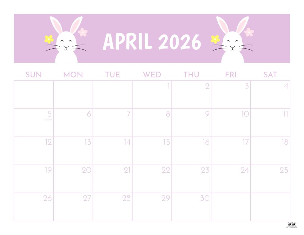 April 2026 Calendars - 123 FREE Printables 151 Printable-April-2026-Calendar-Style-105