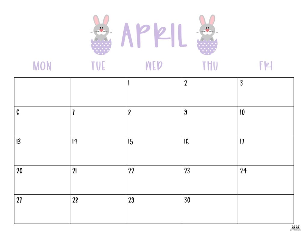 April 2026 Calendars - 123 FREE Printables 193 Printable-April-2026-Calendar-Style-110