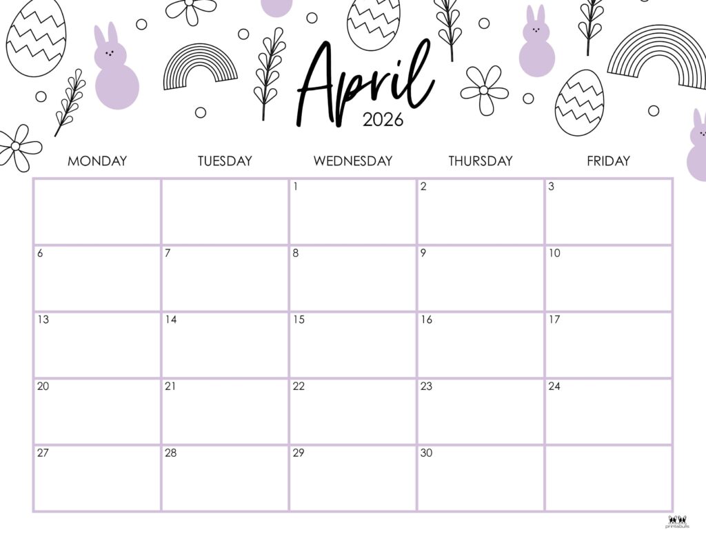 April 2026 Calendars - 123 FREE Printables 194 Printable-April-2026-Calendar-Style-111