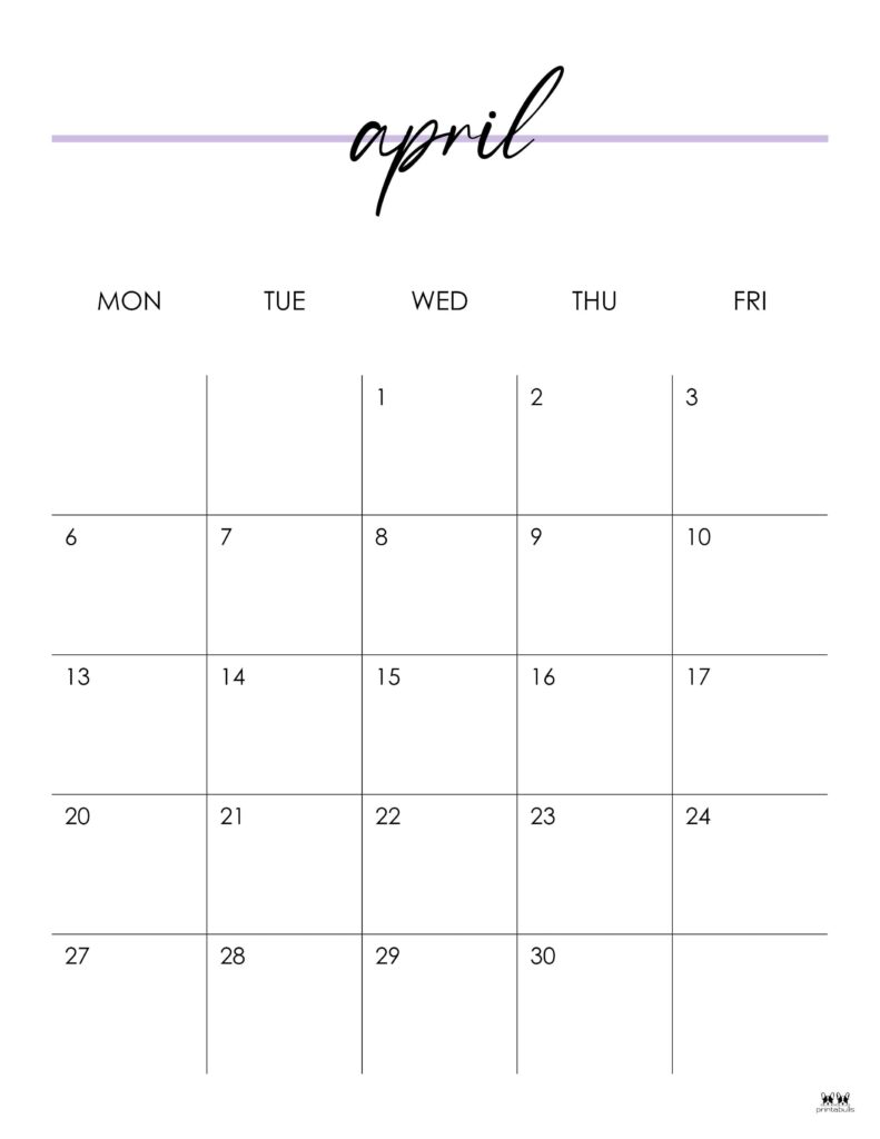 April 2026 Calendars - 123 FREE Printables 198 Printable-April-2026-Calendar-Style-115