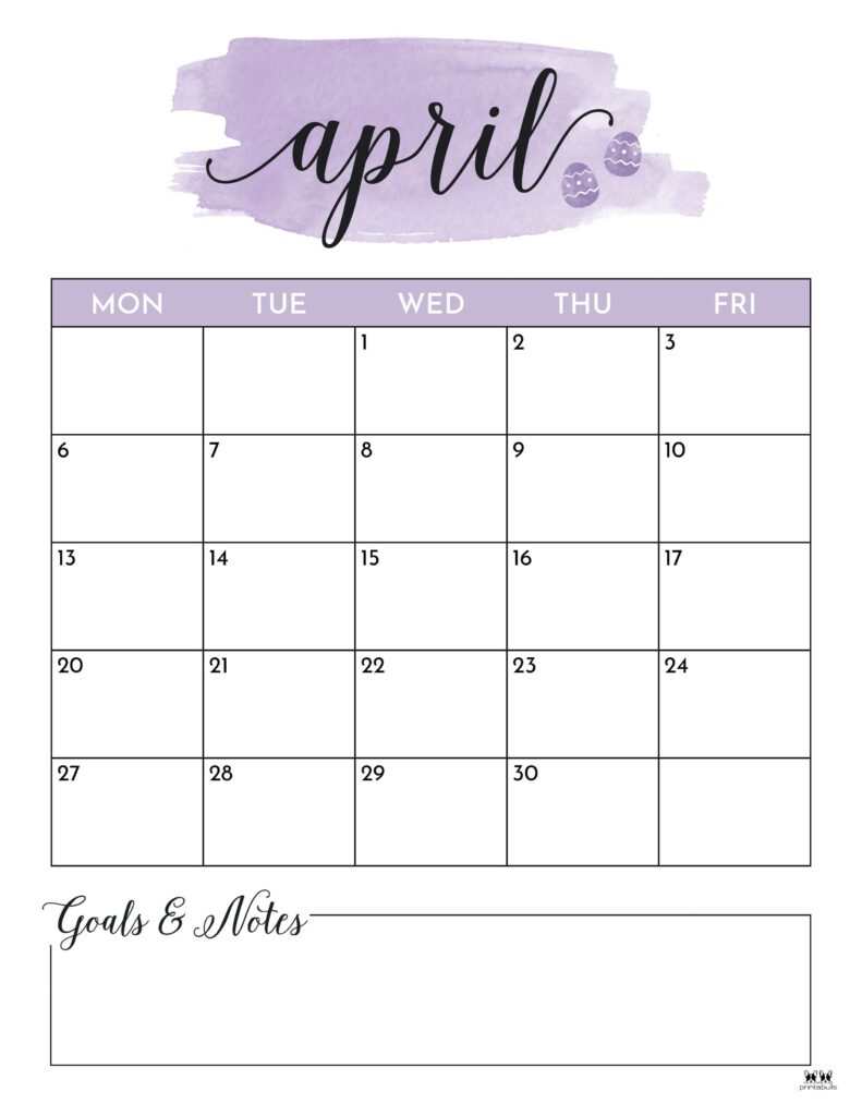 April 2026 Calendars - 123 FREE Printables 201 Printable-April-2026-Calendar-Style-118