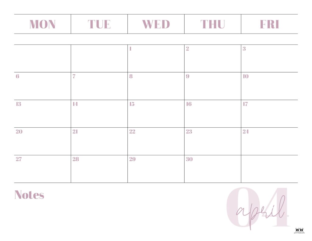 April 2026 Calendars - 123 FREE Printables 203 Printable-April-2026-Calendar-Style-120