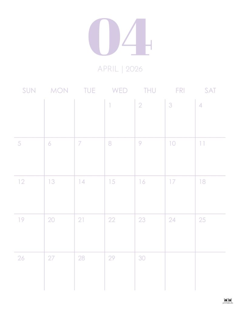 April 2026 Calendars - 123 FREE Printables 131 Printable-April-2026-Calendar-Style-14