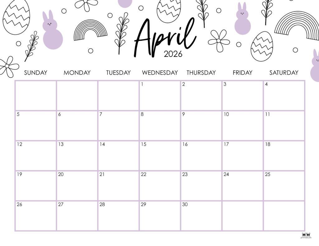 April 2026 Calendars - 123 FREE Printables 132 Printable-April-2026-Calendar-Style-15