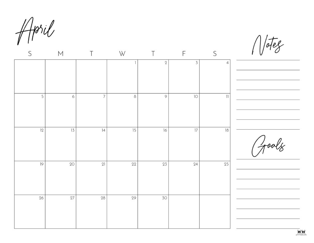 April 2026 Calendars - 123 FREE Printables 162 Printable-April-2026-Calendar-Style-19