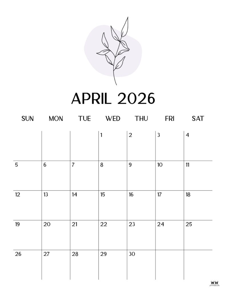 April 2026 Calendars - 123 FREE Printables 137 Printable-April-2026-Calendar-Style-21