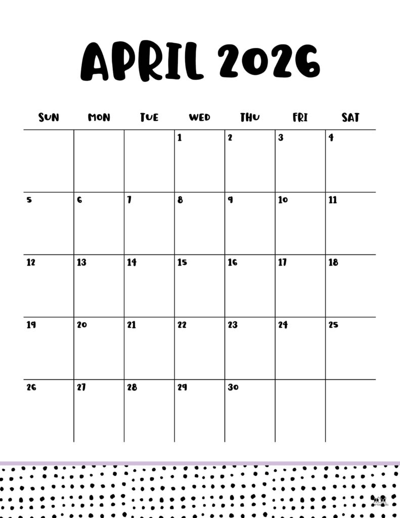 April 2026 Calendars - 123 FREE Printables 139 Printable-April-2026-Calendar-Style-23