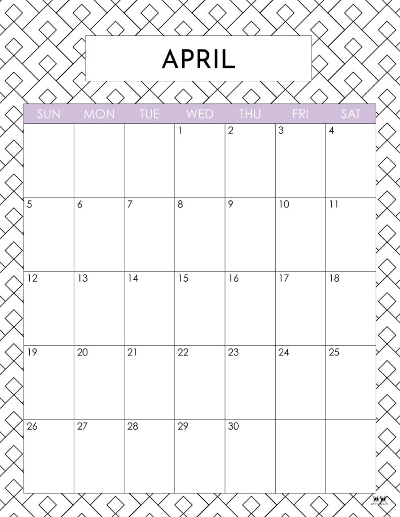 April 2026 Calendars - 123 FREE Printables 141 Printable-April-2026-Calendar-Style-25