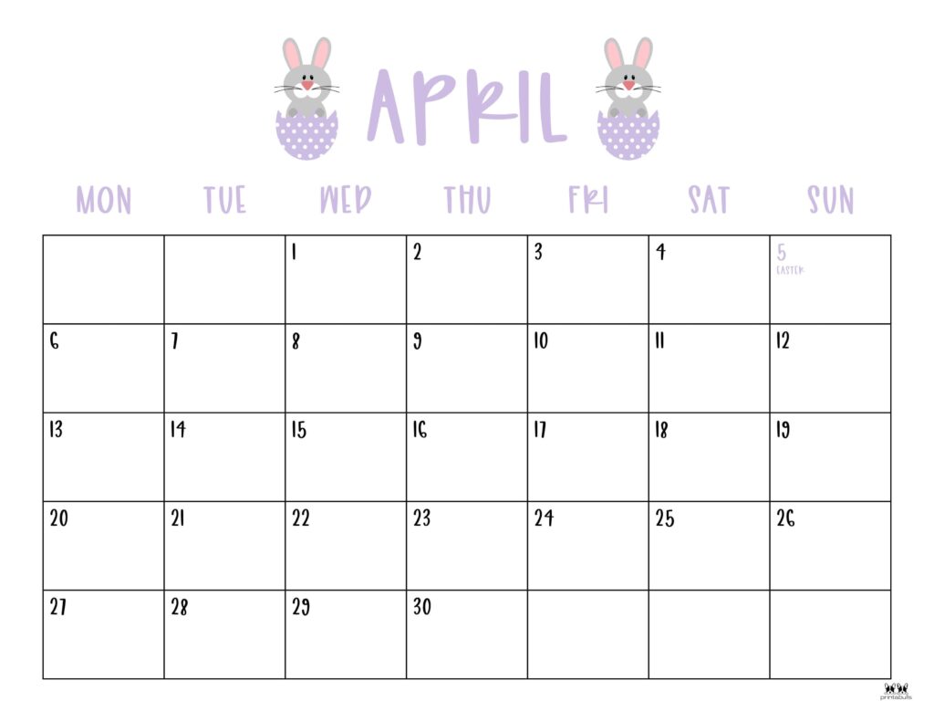 April 2026 Calendars - 123 FREE Printables 187 Printable-April-2026-Calendar-Style-30
