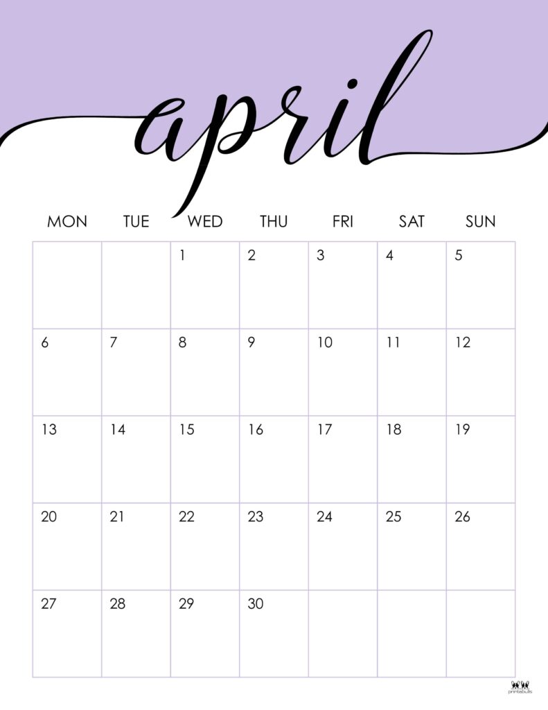 April 2026 Calendars - 123 FREE Printables 188 Printable-April-2026-Calendar-Style-31