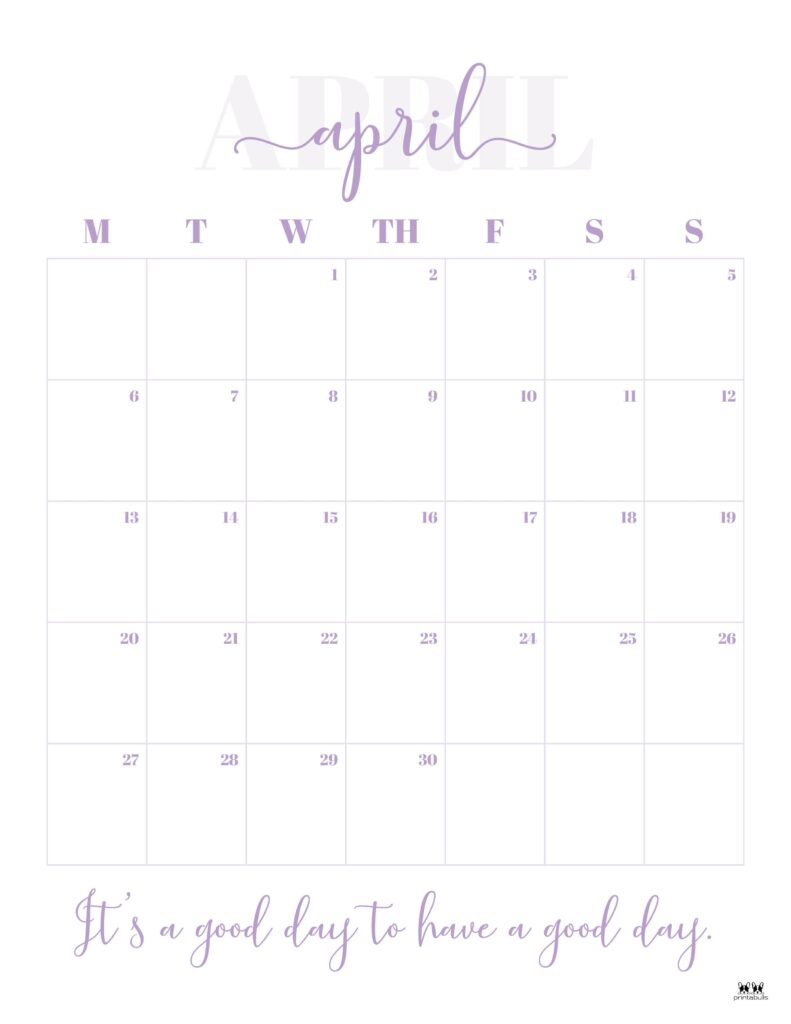 April 2026 Calendars - 123 FREE Printables 189 Printable-April-2026-Calendar-Style-32
