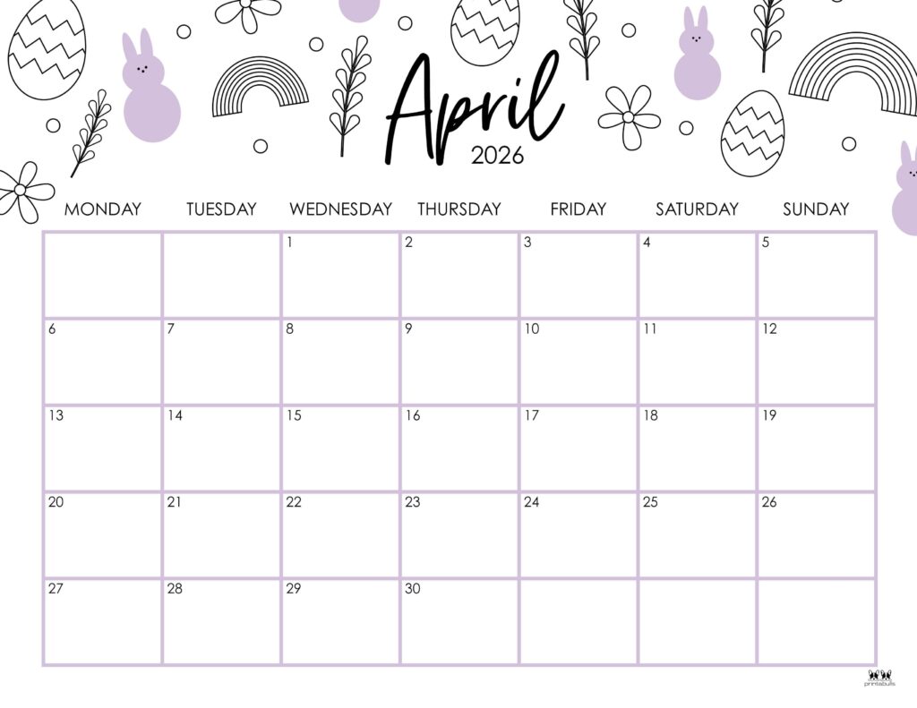 April 2026 Calendars - 123 FREE Printables 190 Printable-April-2026-Calendar-Style-33