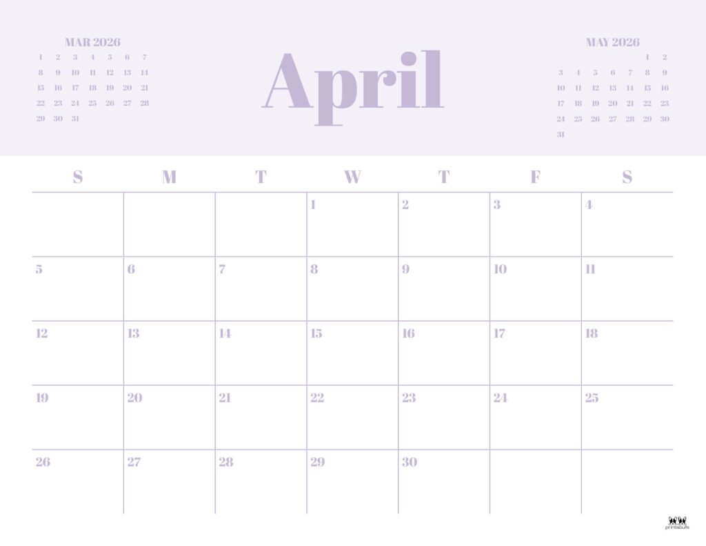 April 2026 Calendars - 123 FREE Printables 178 Printable-April-2026-Calendar-Style-35