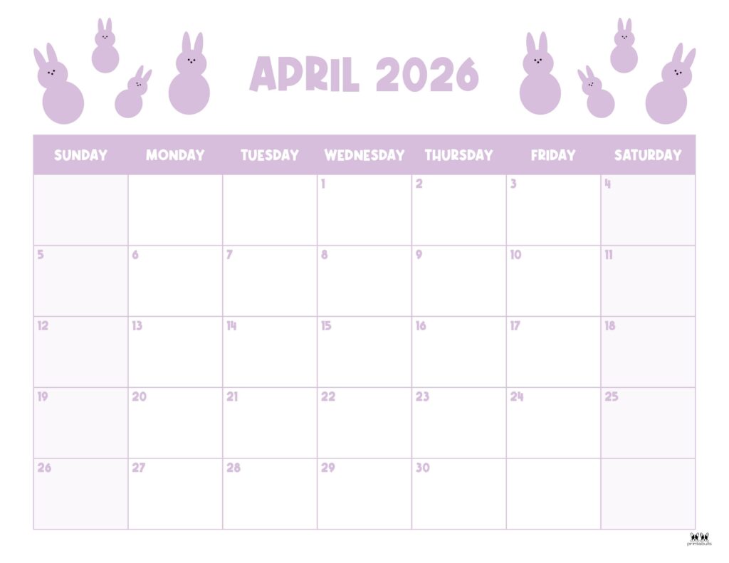 April 2026 Calendars - 123 FREE Printables 180 Printable-April-2026-Calendar-Style-36