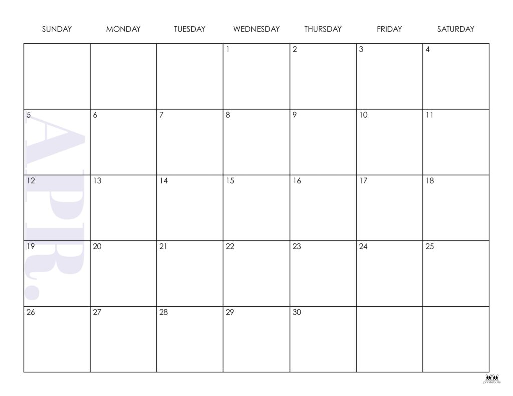 April 2026 Calendars - 123 FREE Printables 218 Printable-April-2026-Calendar-Style-38