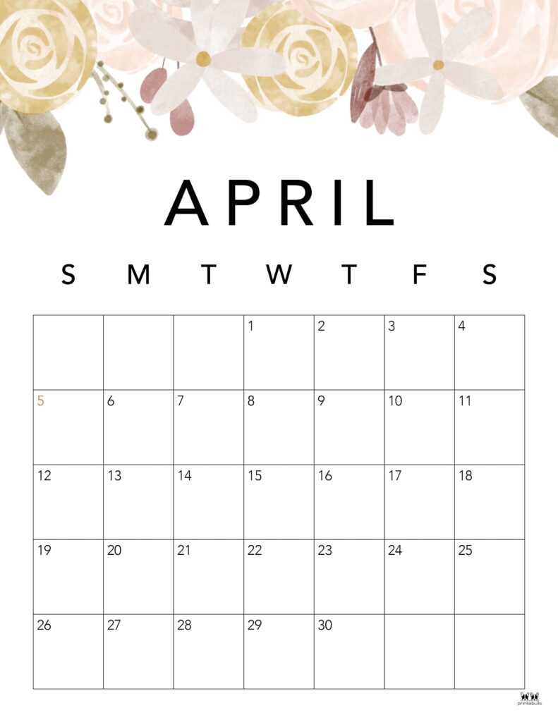 April 2026 Calendars - 123 FREE Printables 145 Printable-April-2026-Calendar-Style-4