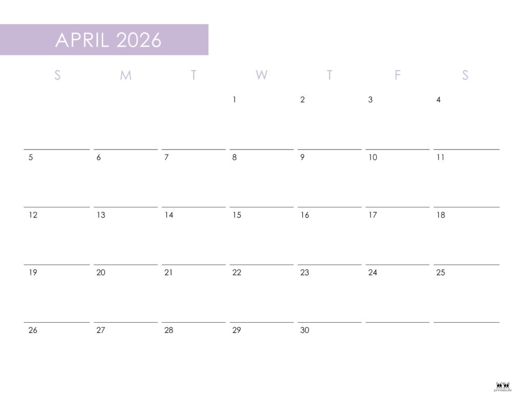 April 2026 Calendars - 123 FREE Printables 217 Printable-April-2026-Calendar-Style-41