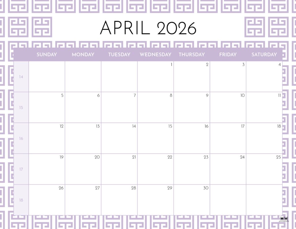 April 2026 Calendars - 123 FREE Printables 175 Printable-April-2026-Calendar-Style-44