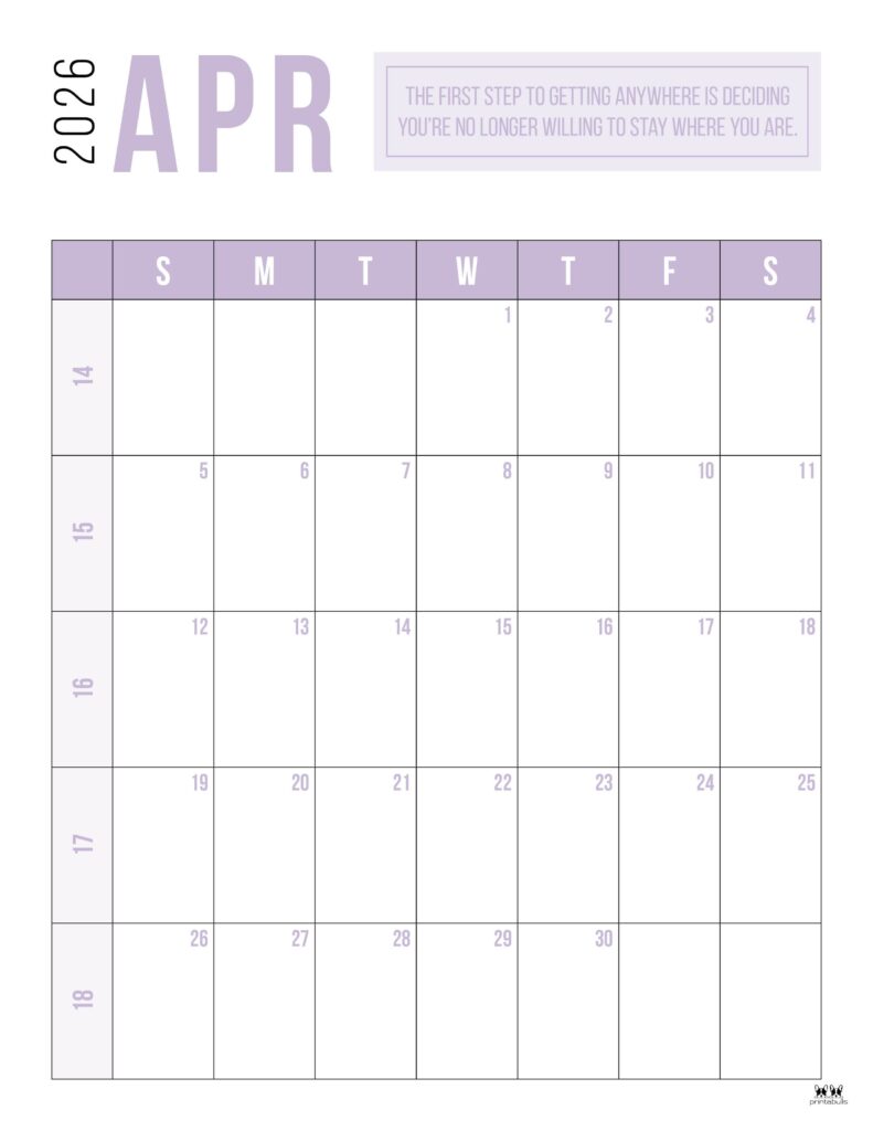 April 2026 Calendars - 123 FREE Printables 176 Printable-April-2026-Calendar-Style-45