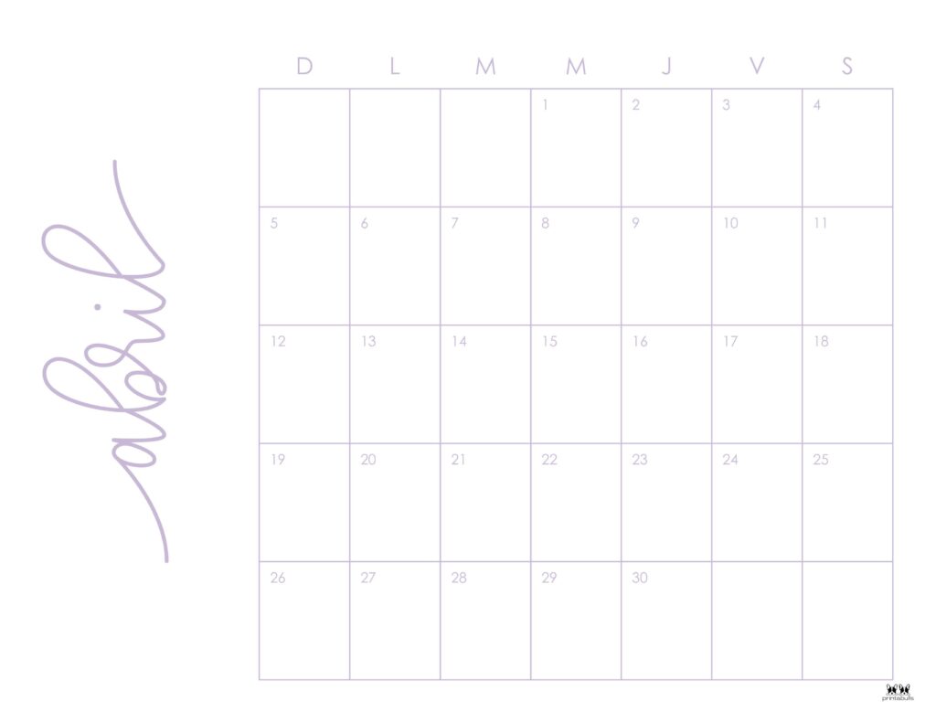 April 2026 Calendars - 123 FREE Printables 243 Printable-April-2026-Calendar-Style-46