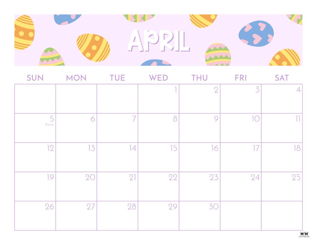 April 2026 Calendars - 123 FREE Printables 148 Printable-April-2026-Calendar-Style-52