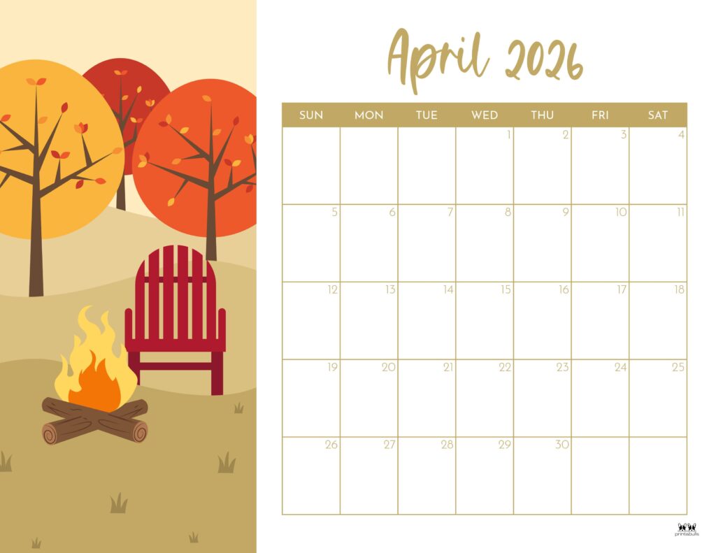 April 2026 Calendars - 123 FREE Printables 240 Printable-April-2026-Calendar-Style-55