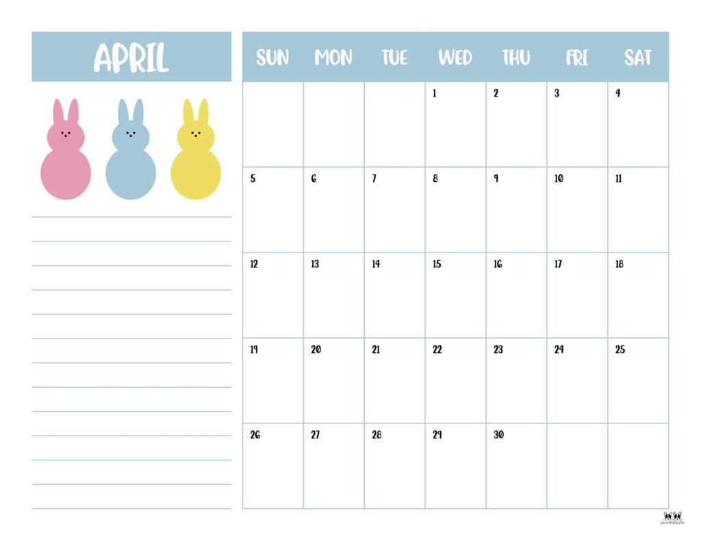 April 2026 Calendars - 123 FREE Printables 160 Printable-April-2026-Calendar-Style-6