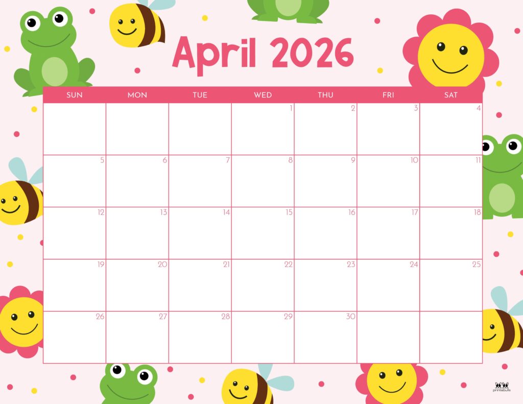 April 2026 Calendars - 123 FREE Printables 238 Printable-April-2026-Calendar-Style-60
