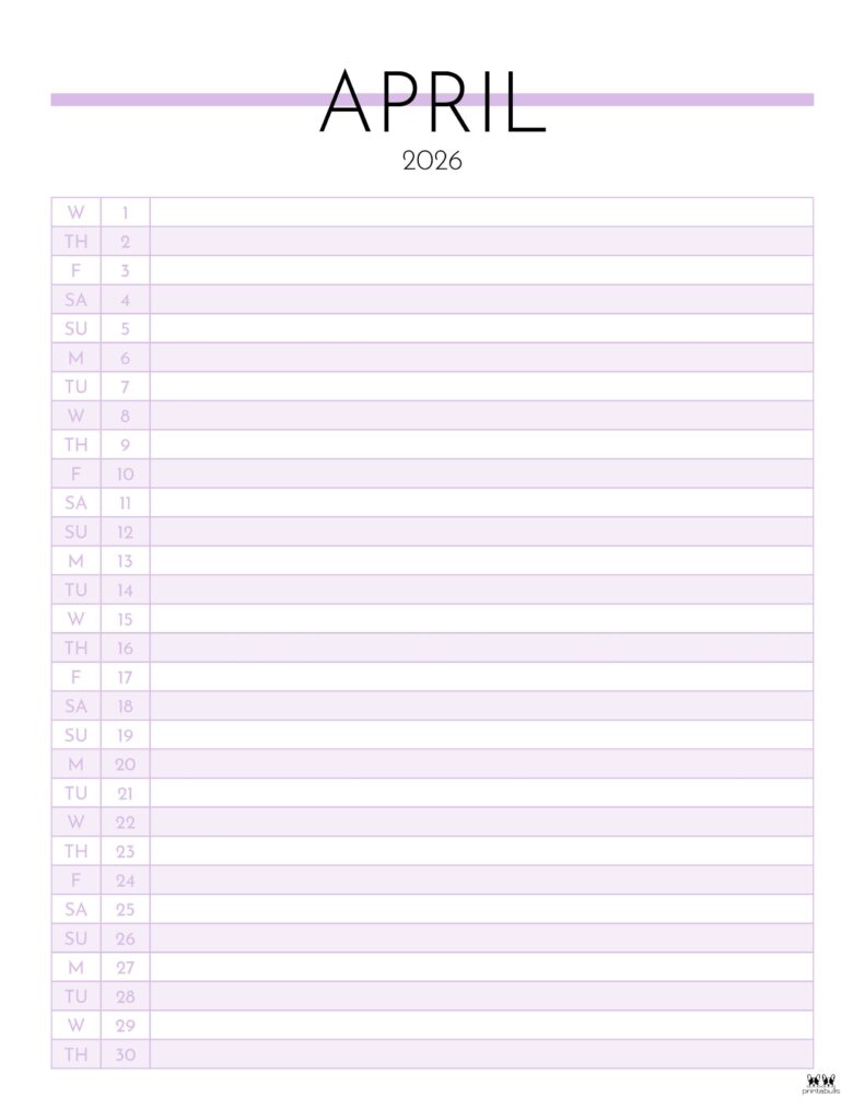 April 2026 Calendars - 123 FREE Printables 212 Printable-April-2026-Calendar-Style-63