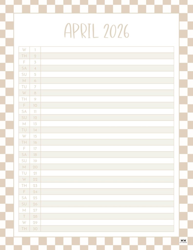 April 2026 Calendars - 123 FREE Printables 213 Printable-April-2026-Calendar-Style-64