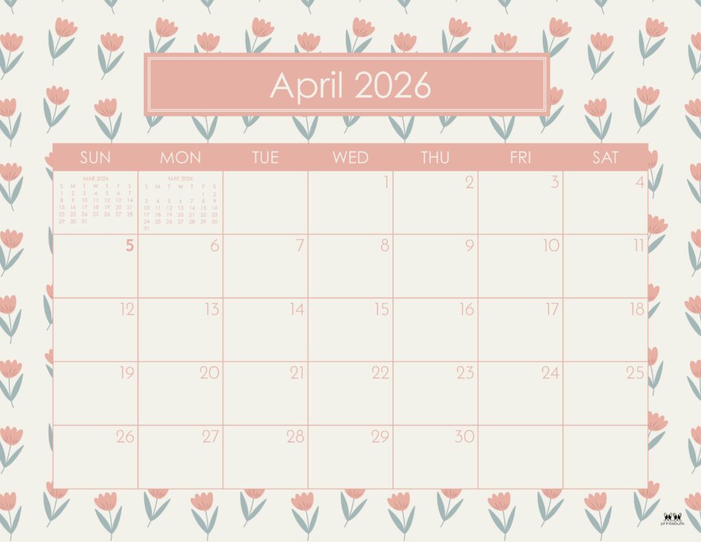 April 2026 Calendars - 123 FREE Printables 179 Printable-April-2026-Calendar-Style-65