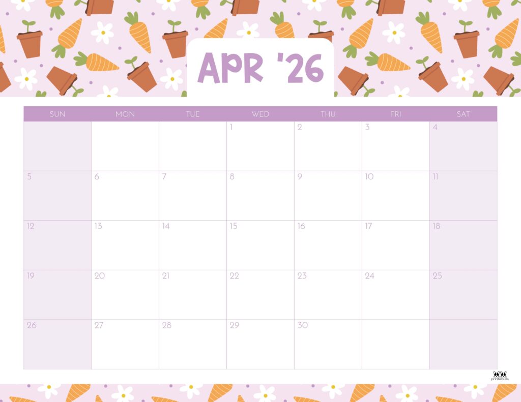 April 2026 Calendars - 123 FREE Printables 182 Printable-April-2026-Calendar-Style-66