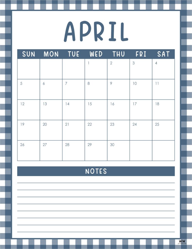April 2026 Calendars - 123 FREE Printables 163 Printable-April-2026-Calendar-Style-69