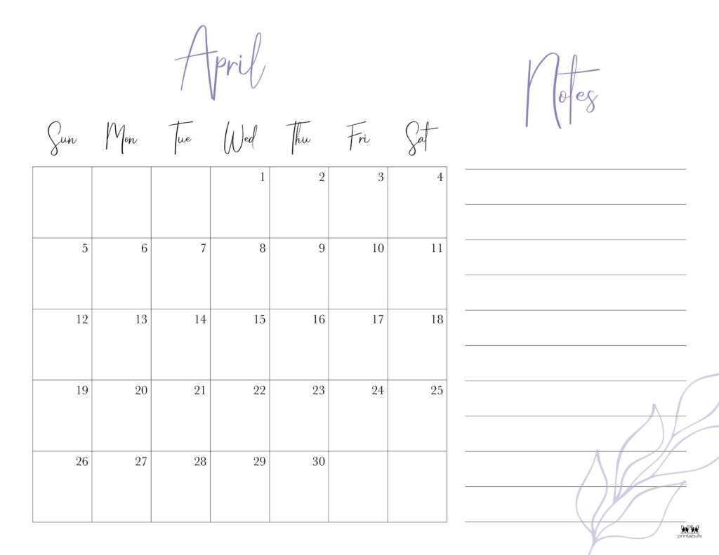 April 2026 Calendars - 123 FREE Printables 161 Printable-April-2026-Calendar-Style-7