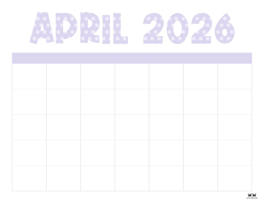April 2026 Calendars - 123 FREE Printables 153 Printable-April-2026-Calendar-Style-72