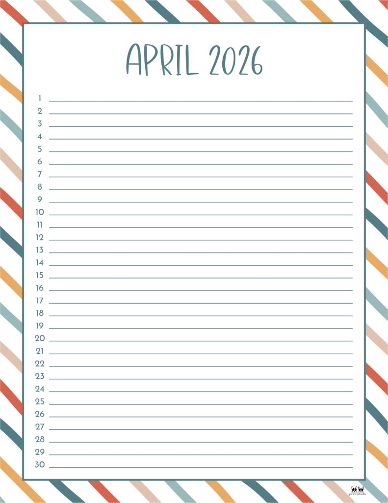 April 2026 Calendars - 123 FREE Printables 208 Printable-April-2026-Calendar-Style-75