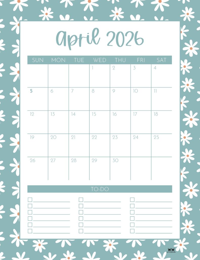 April 2026 Calendars - 123 FREE Printables 169 Printable-April-2026-Calendar-Style-77