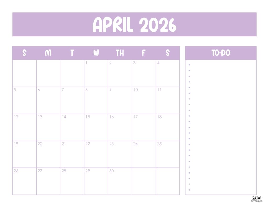 April 2026 Calendars - 123 FREE Printables 170 Printable-April-2026-Calendar-Style-78