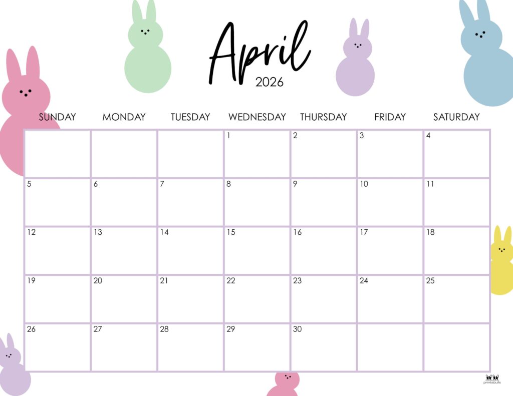 April 2026 Calendars - 123 FREE Printables 126 Printable-April-2026-Calendar-Style-8