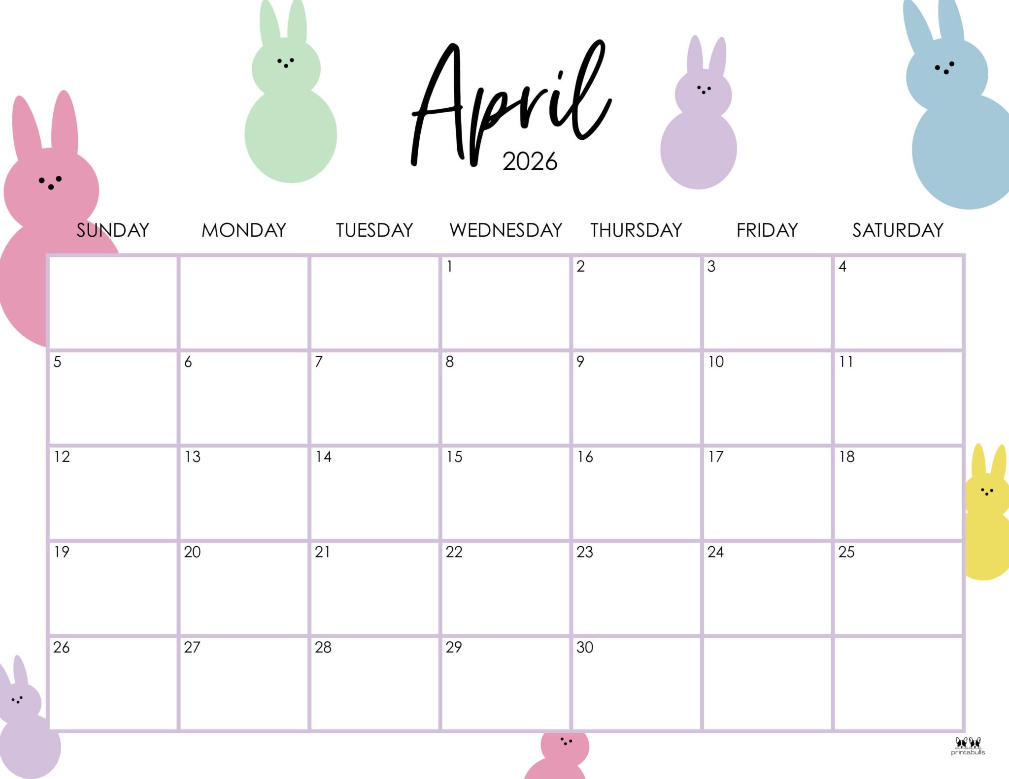 April 2026 Calendars - 123 FREE Printables | Printabulls